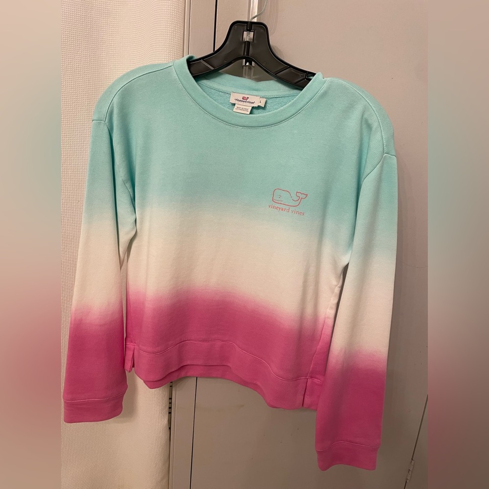 NWT: Vineyard Vines Dip Dye Whale Sweatshirt Knockout Pink- Girls L